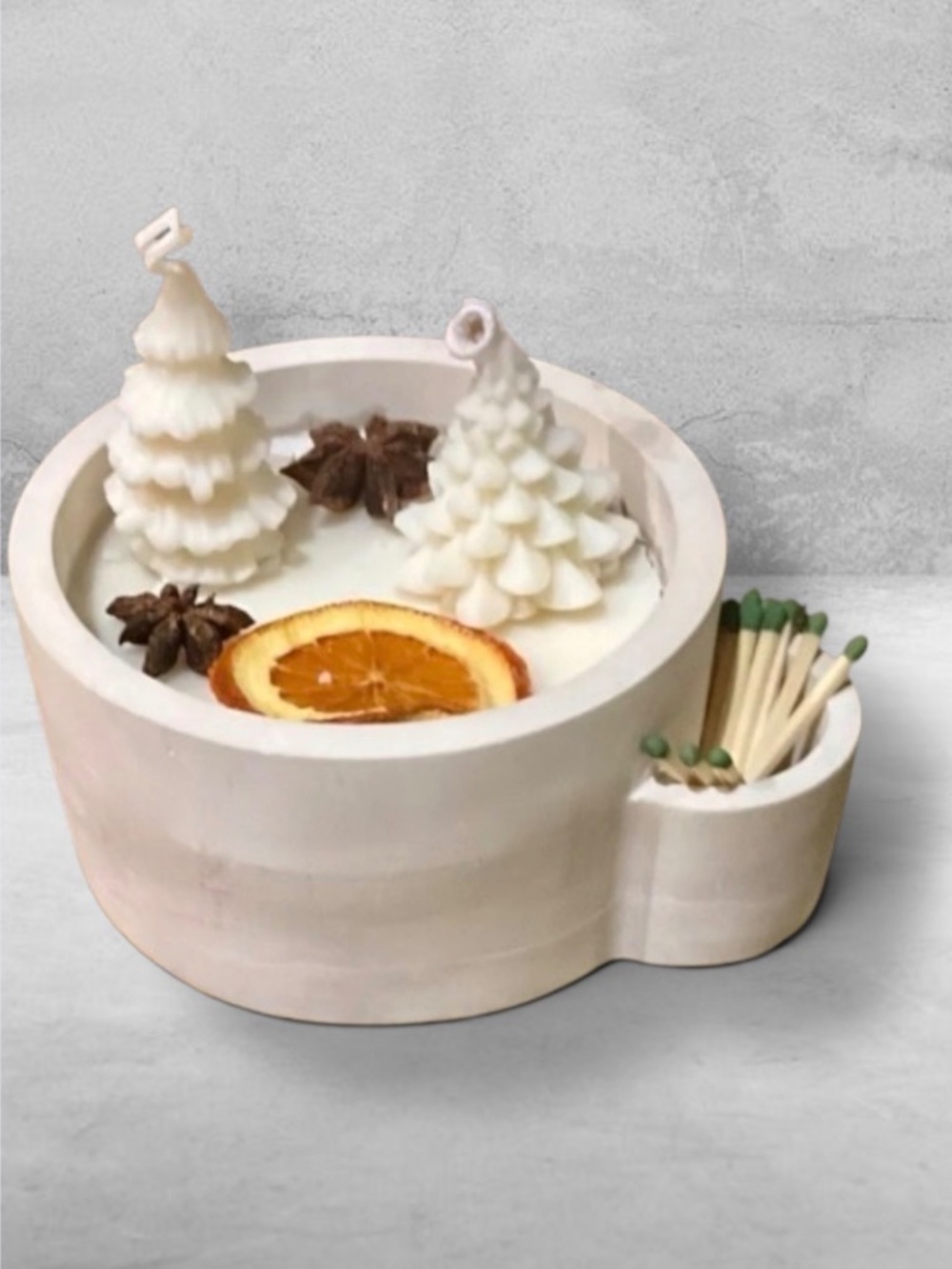 Unique 100% Soy Candle, 3 Wicks & Match Holder, Scented Cinnamon, Apple, Spice